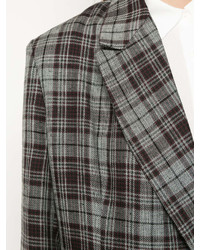 Женский серый двубортный пиджак в шотландскую клетку от CITYSHOP