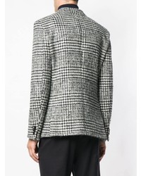 Мужской серый двубортный пиджак в шотландскую клетку от Z Zegna