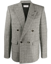 Мужской серый двубортный пиджак в шотландскую клетку от Saint Laurent