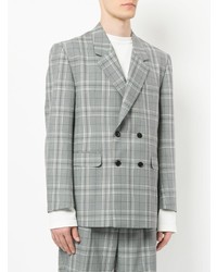 Мужской серый двубортный пиджак в шотландскую клетку от Monkey Time