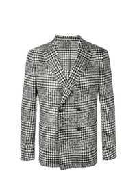 Мужской серый двубортный пиджак в шотландскую клетку от Z Zegna