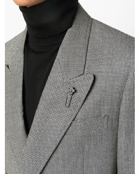 Мужской серый двубортный пиджак с принтом от Lardini