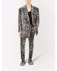 Мужской серый двубортный пиджак с принтом от Dolce & Gabbana