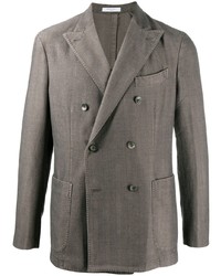 Мужской серый двубортный пиджак с узором "в ёлочку" от Boglioli
