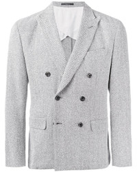 Мужской серый двубортный пиджак с узором "в ёлочку" от Hardy Amies