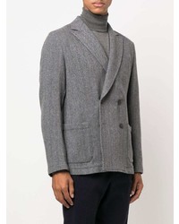 Мужской серый двубортный пиджак с узором "в ёлочку" от Tonello