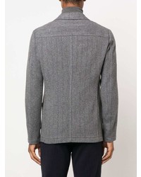 Мужской серый двубортный пиджак с узором "в ёлочку" от Tonello