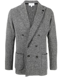 Мужской серый двубортный пиджак с узором "в ёлочку" от Lardini