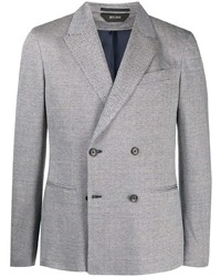 Мужской серый двубортный пиджак с узором "в ёлочку" от Z Zegna