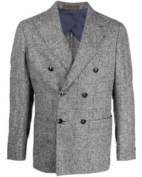 Мужской серый двубортный пиджак с узором "гусиные лапки" от Barba