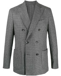 Мужской серый двубортный пиджак с узором "гусиные лапки" от Dell'oglio