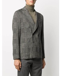 Мужской серый двубортный пиджак с узором "гусиные лапки" от Eleventy