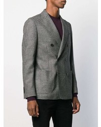 Мужской серый двубортный пиджак с узором "гусиные лапки" от Dell'oglio
