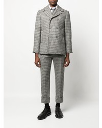 Мужской серый двубортный пиджак с узором "гусиные лапки" от Thom Browne