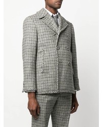 Мужской серый двубортный пиджак с узором "гусиные лапки" от Thom Browne