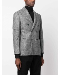 Мужской серый двубортный пиджак с узором "гусиные лапки" от Barba