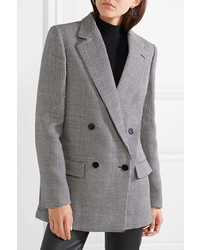 Женский серый двубортный пиджак с узором "гусиные лапки" от Stella McCartney
