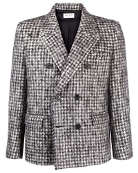 Мужской серый двубортный пиджак с узором "гусиные лапки" от Saint Laurent