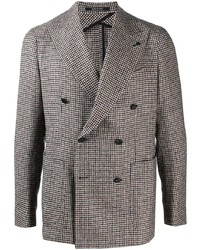 Мужской серый двубортный пиджак с узором "гусиные лапки" от Tagliatore