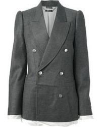 Женский серый двубортный пиджак от Alexander McQueen