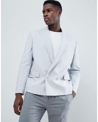 Мужской серый двубортный пиджак от ASOS DESIGN