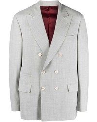 Мужской серый двубортный пиджак от Brunello Cucinelli