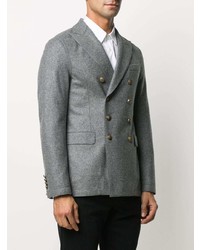 Мужской серый двубортный пиджак от Eleventy