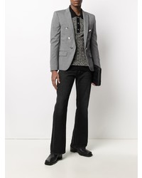 Мужской серый двубортный пиджак от Balmain