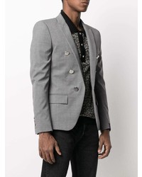 Мужской серый двубортный пиджак от Balmain