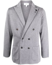 Мужской серый двубортный пиджак от Lardini