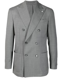 Мужской серый двубортный пиджак от Luigi Bianchi Mantova