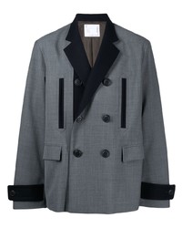 Мужской серый двубортный пиджак от Sacai