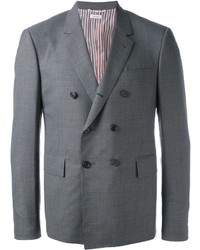Мужской серый двубортный пиджак от Thom Browne