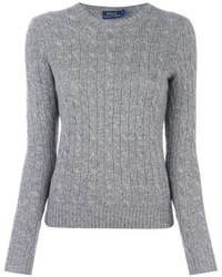 Женский серый кашемировый вязаный свитер от Polo Ralph Lauren