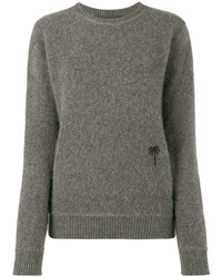 Женский серый кашемировый свитер с вышивкой от The Elder Statesman