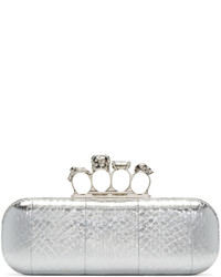 Серый клатч со змеиным рисунком от Alexander McQueen