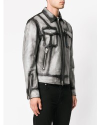 Мужской серый кожаный бомбер от Drome