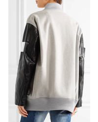 Женский серый кожаный бомбер от MM6 MAISON MARGIELA