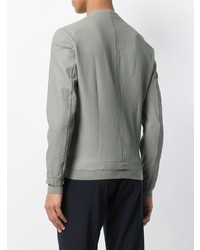 Мужской серый кожаный бомбер от Salvatore Santoro