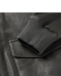 Мужской серый кожаный бомбер от Boglioli