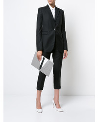 Серый кожаный клатч с вышивкой от Thom Browne