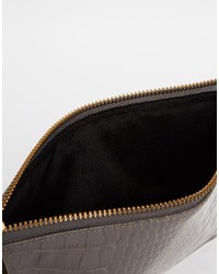 Серый кожаный клатч от Whistles