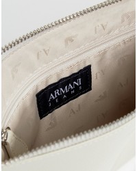 Серый кожаный клатч от Armani Jeans