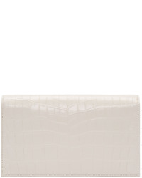 Серый кожаный клатч от Saint Laurent