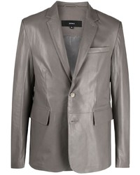 Серый кожаный пиджак