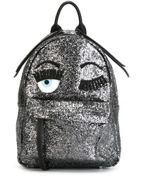 Женский серый кожаный рюкзак от Chiara Ferragni