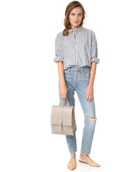 Женский серый кожаный рюкзак от Meli-Melo