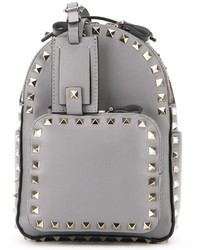 Женский серый кожаный рюкзак от Valentino