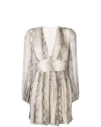 Серый комбинезон с шортами со змеиным рисунком