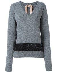 Женский серый кружевной свитер от No.21